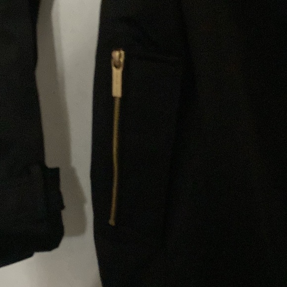 Michael Michael Kors Wo size 2X CLASSIC SLEEK BLACK COAT GOLD ZIP ACCENT POCKETS - Picture 10 of 13
